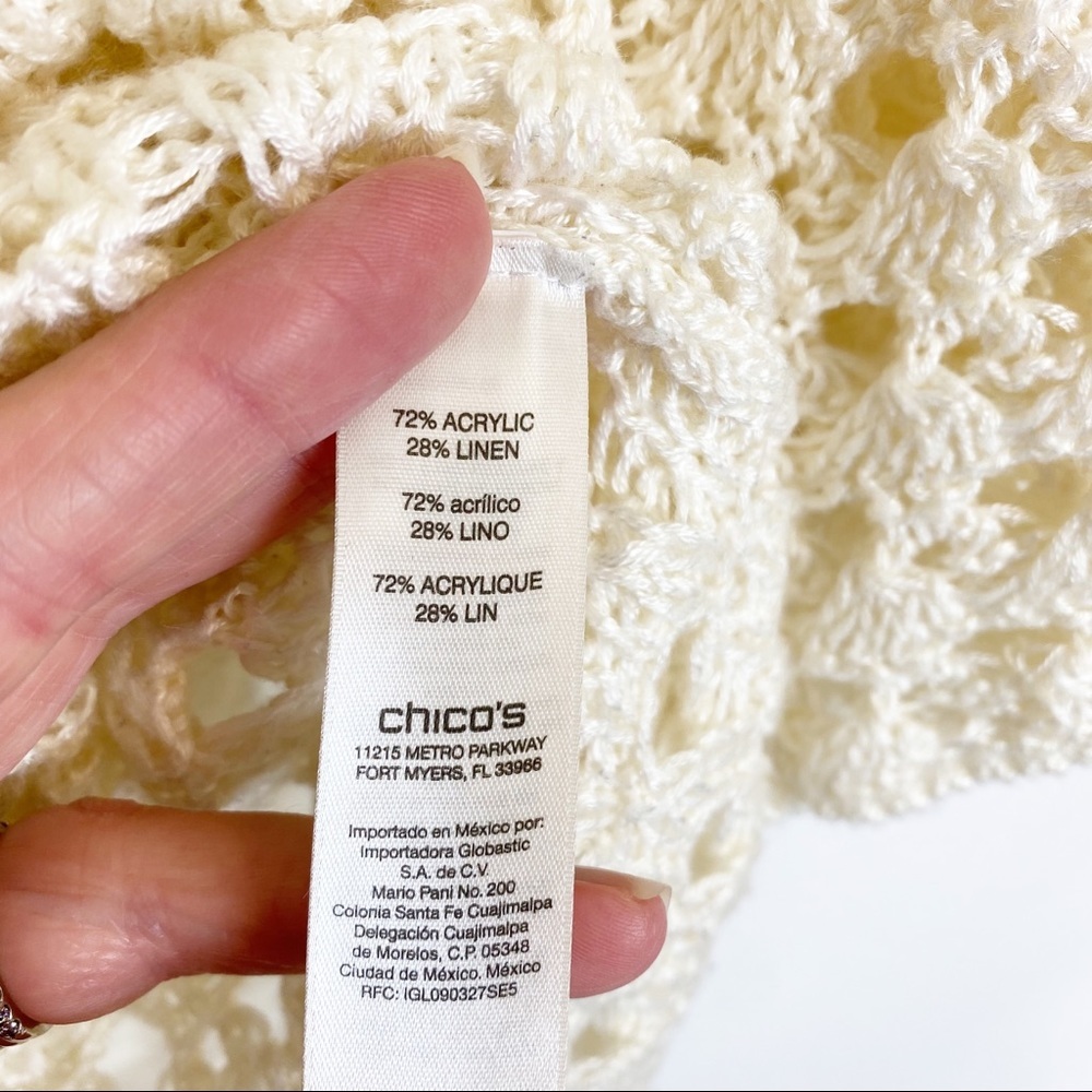 Chico's Crochet Half Sleeve Top Cream Size Small - Picture 11 of 12